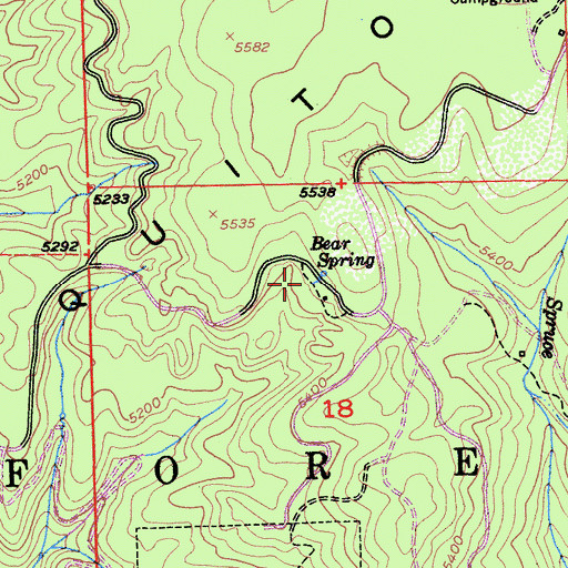 Topographic Map of Bear Spring, CA