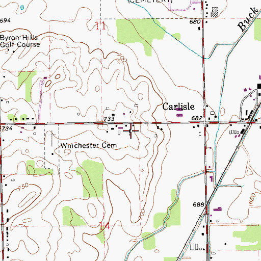 Topographic Map of Carlisle United Methodist Church, MI