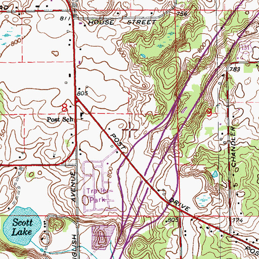 Topographic Map of Northern Estates Mobile Home Village North, MI