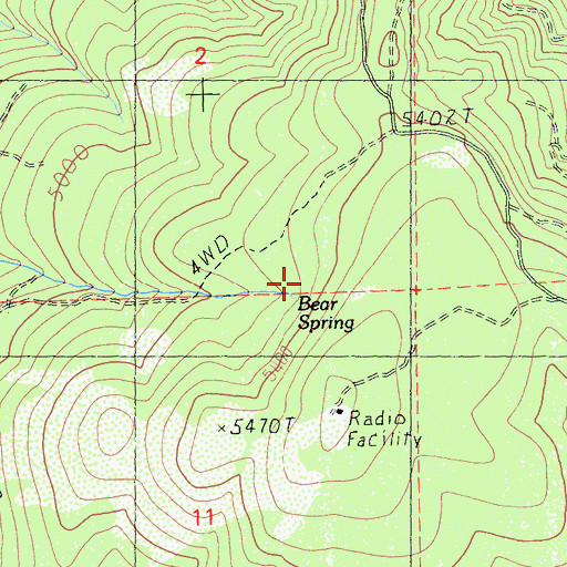 Topographic Map of Bear Spring, CA