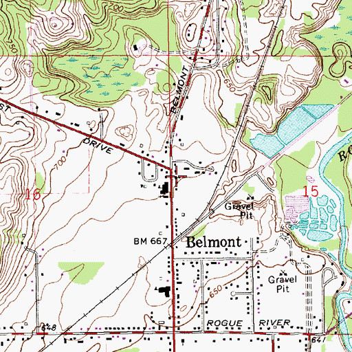 Topographic Map of Belmont Baptist Church, MI
