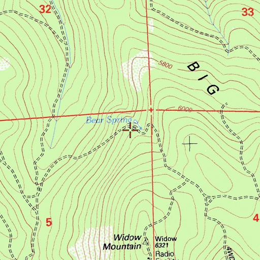 Topographic Map of Bear Spring, CA