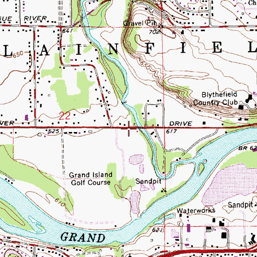 Topographic Map of Grand Rogue Campgrounds, MI