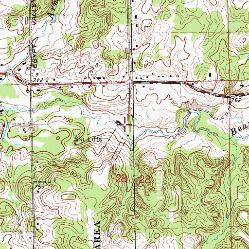 Topographic Map of Cannonsburg Ski Area, MI
