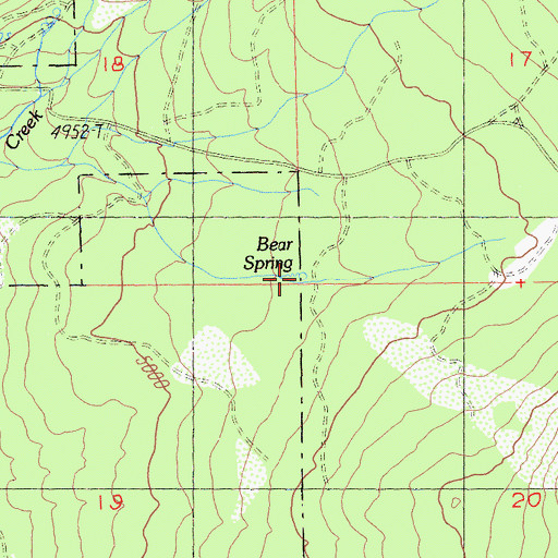 Topographic Map of Bear Spring, CA