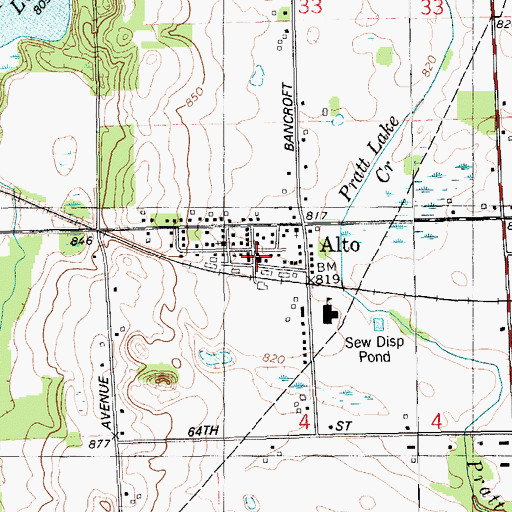Topographic Map of Alto Library, MI