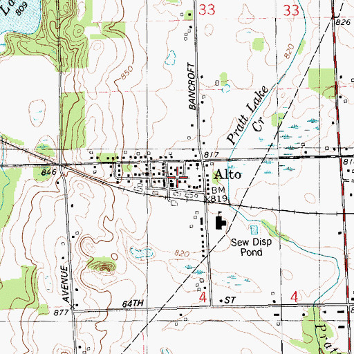 Topographic Map of Alto Post Office, MI