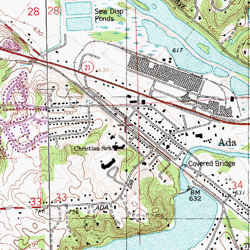 Topographic Map of Ada Station, MI
