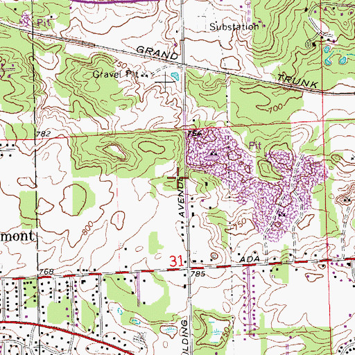 Topographic Map of Keystone Community Church, MI