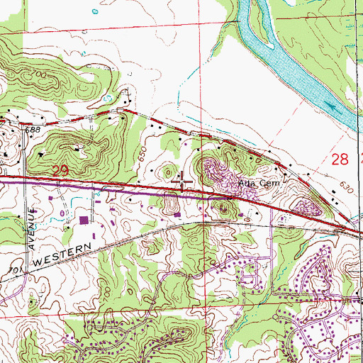 Topographic Map of Honey Creek Church, MI