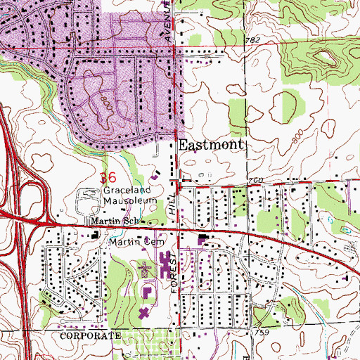 Topographic Map of Forest Hills Bible Chapel, MI