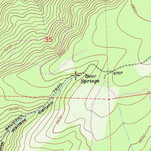 Topographic Map of Bear Springs, CA
