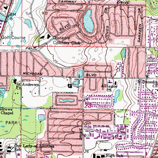 Topographic Map of Highlander Park, FL