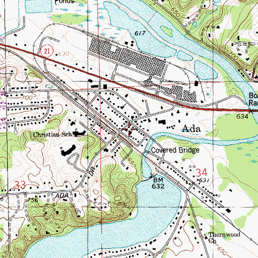 Topographic Map of Ada Community Reformed Church, MI