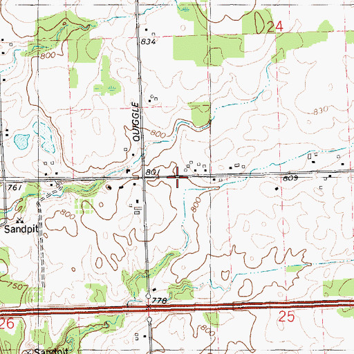 Topographic Map of Ada Bible Church, MI
