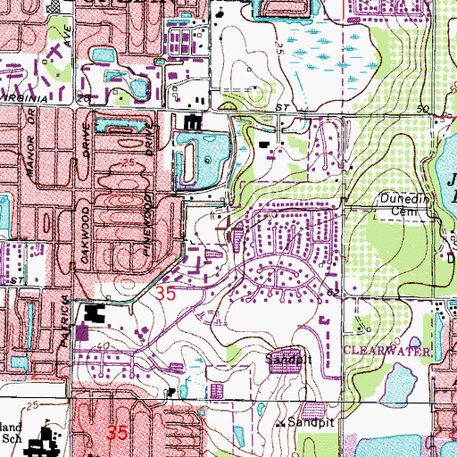 Topographic Map of Scotsdale Park, FL