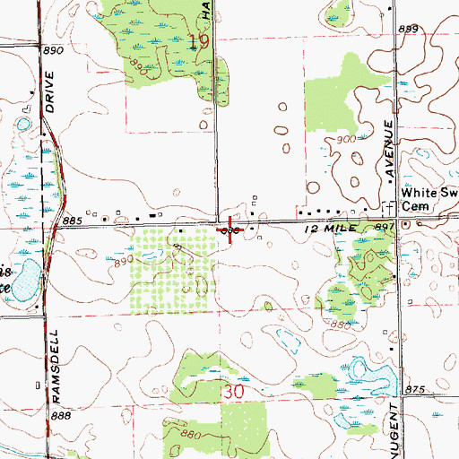 Topographic Map of Tower Cemetery, MI
