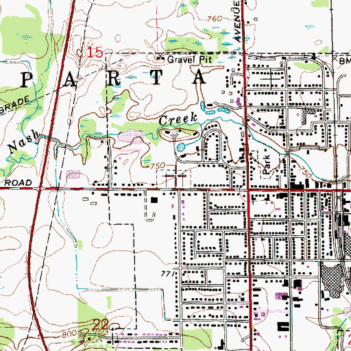 Topographic Map of Greenwood Cemetery, MI