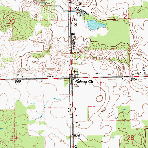 Topographic Map of South Gaines Cemetery, MI