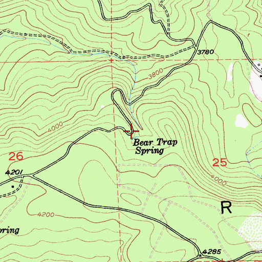 Topographic Map of Bear Trap Spring, CA