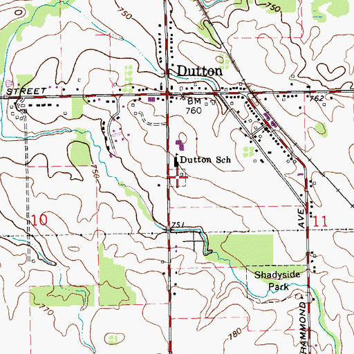 Topographic Map of Dutton Cemetery, MI