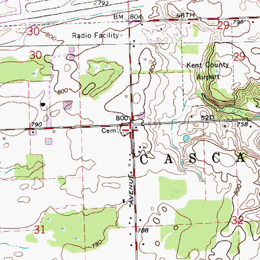 Topographic Map of Saint Mary's Catholic Cemetery, MI