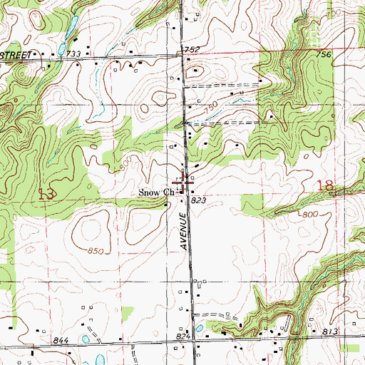 Topographic Map of Snow Cemetery, MI