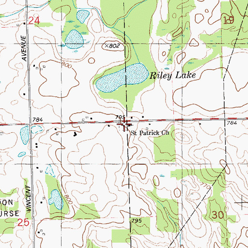 Topographic Map of Saint Patrick's Cemetery, MI