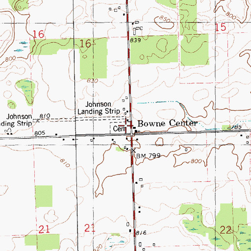 Topographic Map of Bowne Center Cemetery, MI