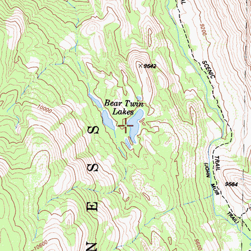 Topographic Map of Bear Twin Lakes, CA