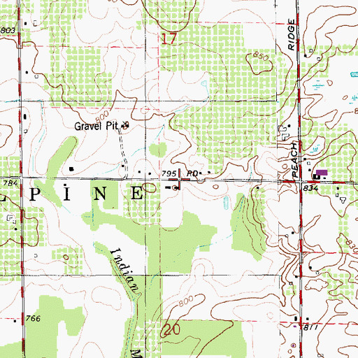 Topographic Map of Cross Cemetery, MI