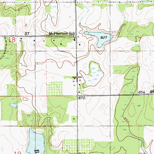 Topographic Map of Vergennes District Number Eleven School House Historical Marker, MI
