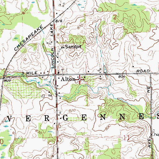 Topographic Map of Vergennes District Number One Schoolhouse Historical Marker, MI