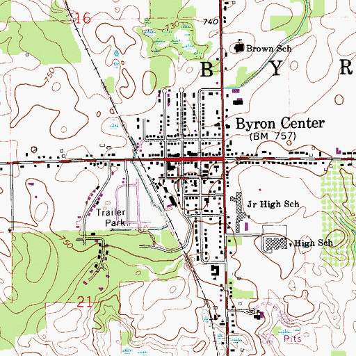 Topographic Map of Byron Township Historical Museum, MI