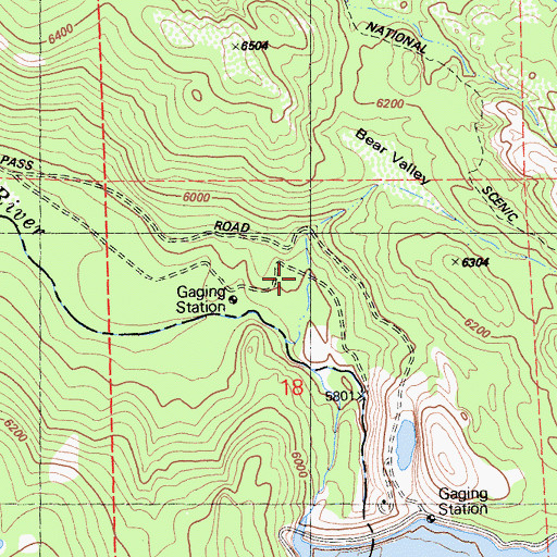 Topographic Map of Bear Valley, CA