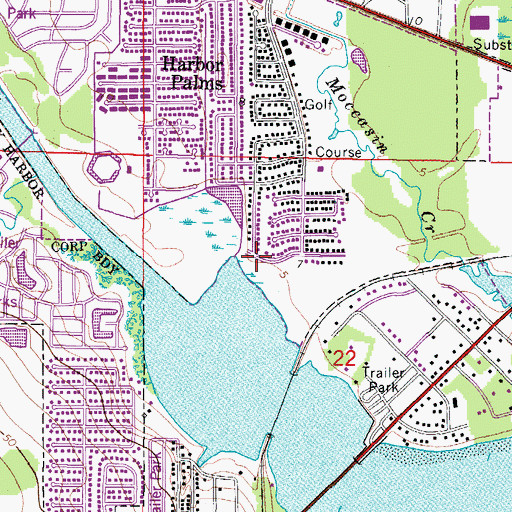 Topographic Map of Harbor Palms Nature Park and Estuary Preserve, FL