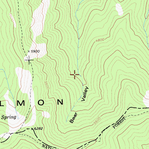 Topographic Map of Bear Valley, CA