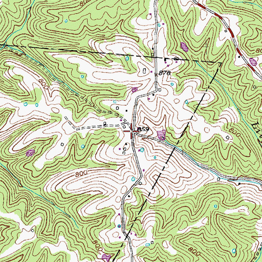 Topographic Map of Baileys Store Post Office (historical), KY