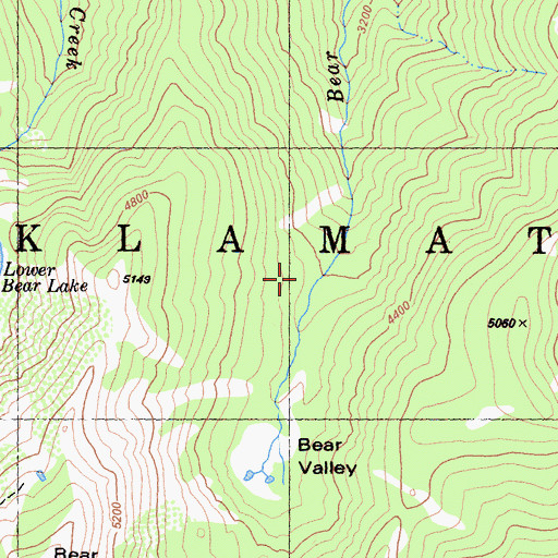 Topographic Map of Bear Valley, CA