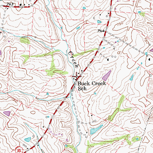 Topographic Map of Buck Creek Baptist Church (historical), KY