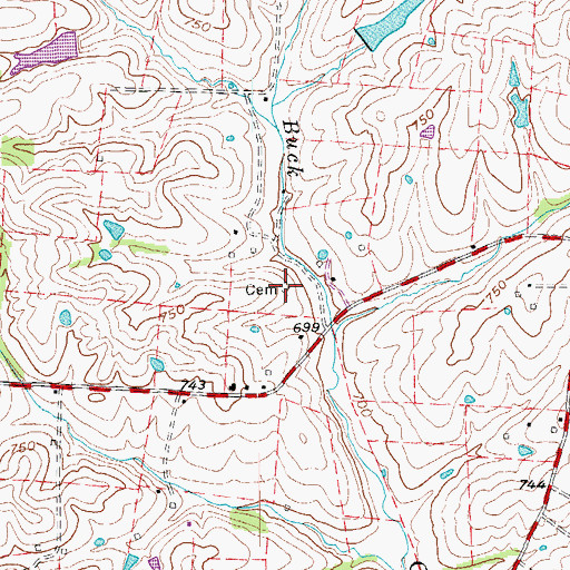 Topographic Map of Buck Creek Cemetery, KY