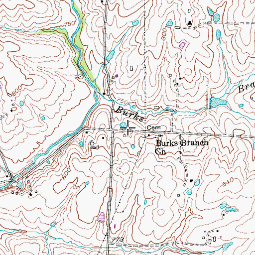 Topographic Map of Burks Branch School (historical), KY