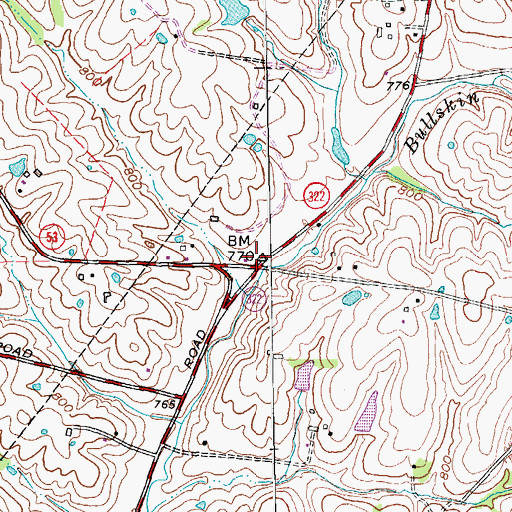 Topographic Map of Chestnut Grove Grange Hall (historical), KY