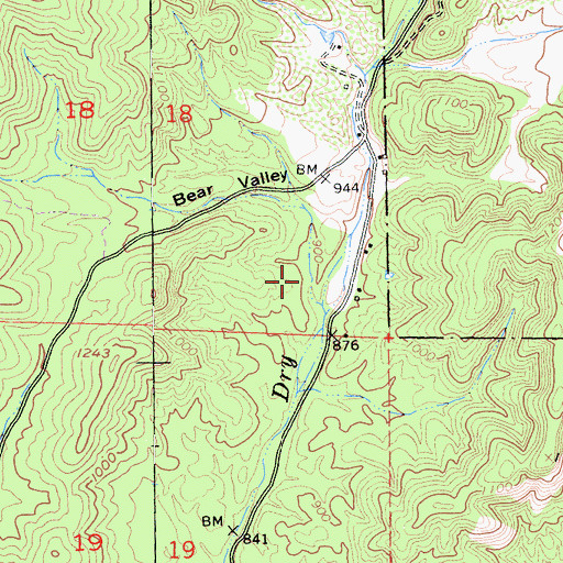 Topographic Map of Bear Valley, CA
