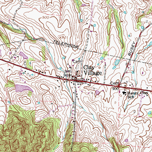 Topographic Map of Clay Village Post Office (historical), KY