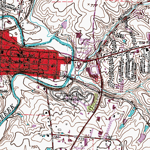 Topographic Map of Clear Creek Park, KY