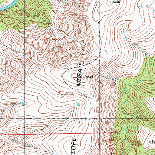 Topographic Map of Antelope Mesa, AZ