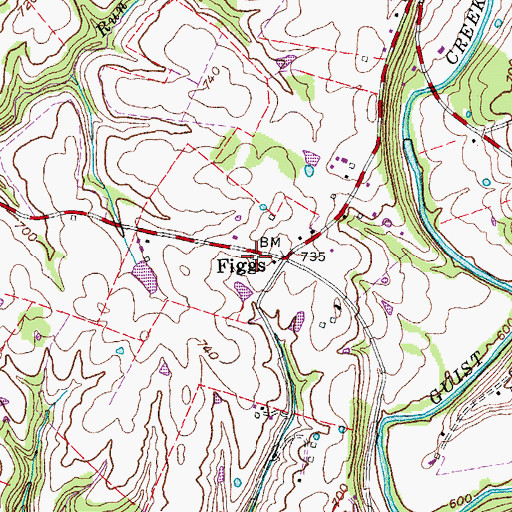 Topographic Map of Figgs Post Office (historical), KY