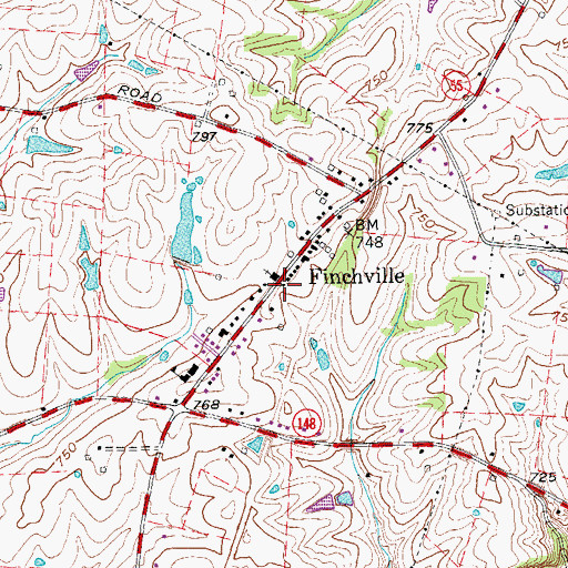 Topographic Map of Finchville Christian Church (historical), KY
