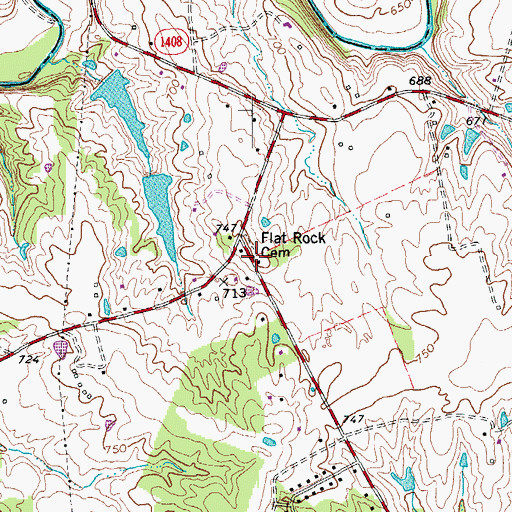 Topographic Map of Flat Rock Christian Church (historical), KY